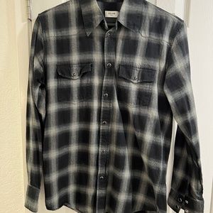 Celine western black/gray plaid shirt